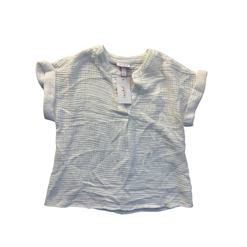 Isabel by Ingrid & Isabel White Double Gauze Maternity Top V-Neck Small NWT
